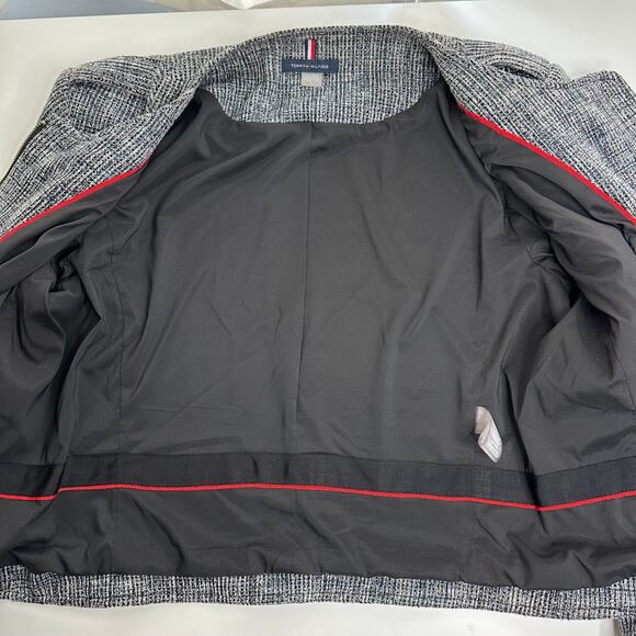 NWT Tommy Hilfiger Navy Blue Tweed Blazer Suit Jacket Zip Career Womens Size 12 - Picture 7 of 12